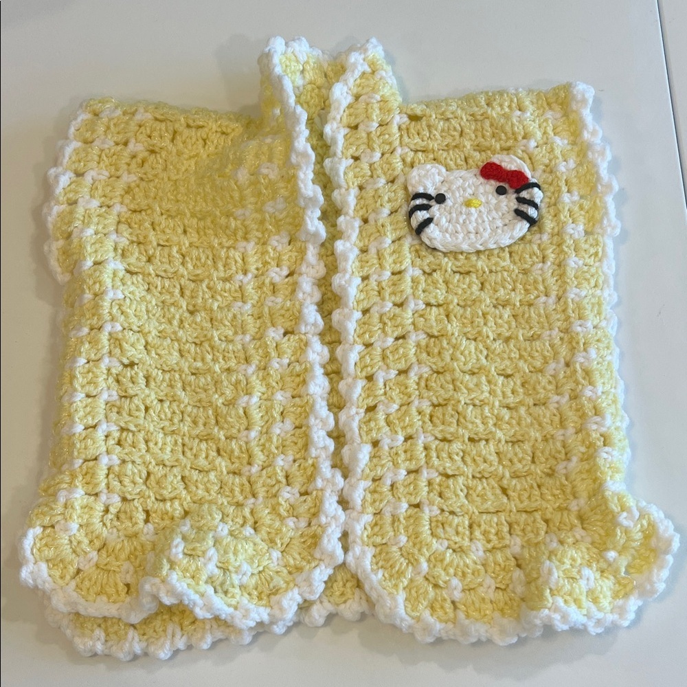 Handmade‎ - Yellow/White, infant hello kitty sweater vest